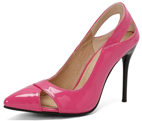 Lizoleor Decollete Donna Tacco A Spillo Alto Punta Scarpe Chiuse Senza Chiusura Business Vestito Rose Numero 41 EU/43CN
