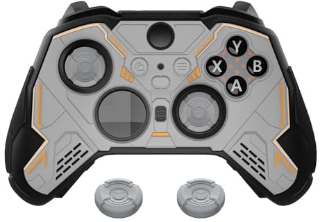 PlayVital Coque Manette pour Xbox Elite Series 2 Core avec Capuchon Joystick & Autocollant,Housse Silicone pour Xbox Elite Series 2 Controller Procetive Case-Gris & Noir,Mecha Stellaire