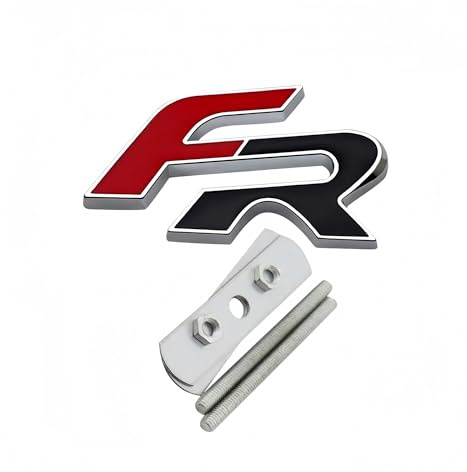 Genérico Emblema Adhesivo con Letras del Logotipo FR de Metal 3D for Parrilla Delantera de Coche(Red Black-Silver Border)