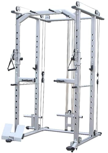 Squat Rack Power Cage with Cable Pulley System Gym Equipment