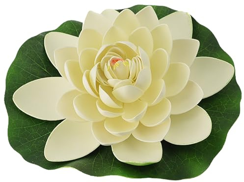 Artificiella lotusblommor flytande skum lotus dynor verklighetstrogna dekorativa dammväxter prydnader för pool akvarium dekoration (vit)