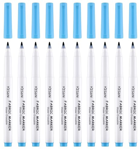 YISAN Paquete de 10 bolígrafos de tela azul, solubles en agua y lavables, marcadores de costura | 70597