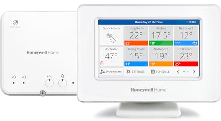 Honeywell Home Evohome House Lösung, Smart Wi-Fi Zentrales Bediengerät Wi-Fi mit Touchscreen-Farbdisplay und Steuerungsmodul - Raum für Raum, kontrollierter Komfort, einfach
