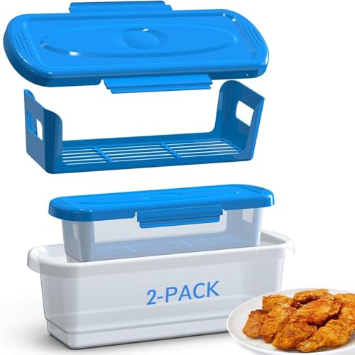 2-Pack Fish Batter Shaker, Batter Breader Shaker Bowl With Breading Shakers Tray, Batters Bowl With Lids Shakers For Frying Chicken Wings Fish Onion Rings Veggies