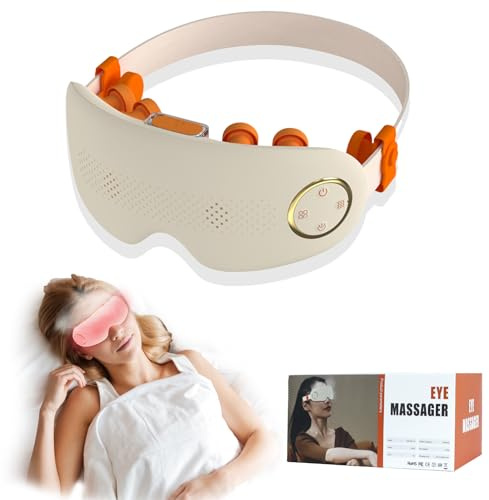 HIHOBDAY Masajeador de ojos, máscara de ojos de vapor con atomización ultrasónica, 4 modos de masaje de acupunto y música Bluetooth para aliviar la fatiga ocular, ojos secos y ojeras, regalos de