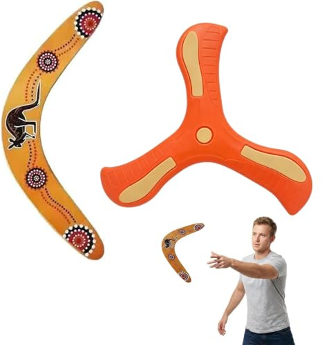 WQorphix 2 Pcs Boomerang Set, Easy-to-Throw V-Shaped & Triangle Returning Boomerang, Wooden Boomerang Set, Ideal for Backyard Games, Beach, Park and Family Outdoor Entertainment