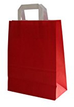PGV Bolsas de papel con asa plana 32 + 12 x 40 cm (25 unidades), color rojo