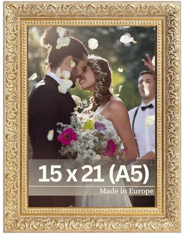 Victor Marcos de Fotos Vintage Rubens Oro Verde en 15x21 cm (A5) - Moldura: 30x20mm - Barroco - Antiguo - Marco 15x21 Oro - Vidrio Auténtico