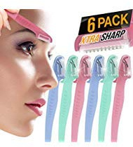 Nylea 6 Pack Eyebrow Razor for Women & Men Face Precision [Japanese Blades] Shaper Trimmer with Cover Short Head & Gel Handle for Shaping, Disposable Men Facial Hair Remover & Shaving Tool Peach Fuzz