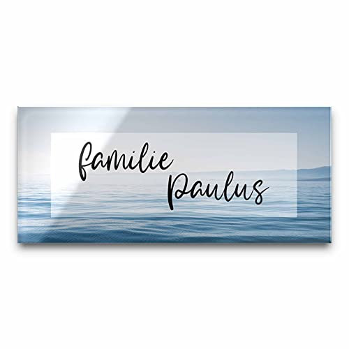 Edles Türschild mit Namen für die Haustür | Namensschild Briefkasten-Schild selbstklebend oder mit Bohrlöcher Klingelschild mit kratzfestem UV Druck | Größe ab 8x3,5 cm bunte Türschilder