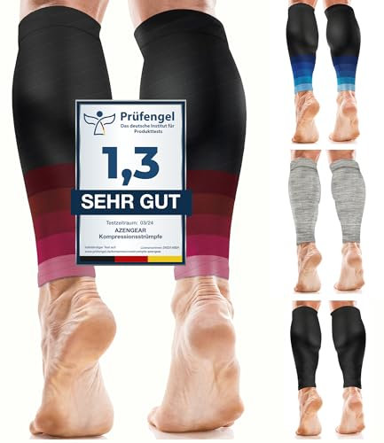 aZengear Wadenbandage Muskelfaserriss für Herren, Damen, Fußlose Waden Kompressionsstrümpfe zur Abhilfe bei Schienbeinkantensyndrom und Krämpfen, Sport (S/M, Schwarz mit Rosa)