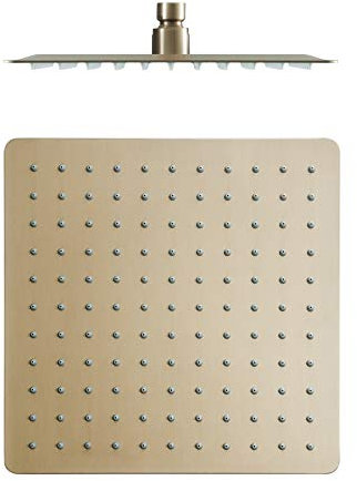 GLYYR Kopfbrause 10 Zoll Quadratisch Regenbrause 304 Edelstahl Regenduschkopf Gebürstetes Gold Einbauduschköpfe Anti Kalk Duschkopf Luxus Regendusche