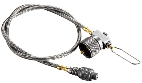 CAMPINGMOON Propane to Butane Camping Stove Adapter with Hose Valve Convert 16oz/1Lb Small Propane Tank to EN417 Lindal Valve Z22/Z21 (27.6 Length (Z22/Z21-70))