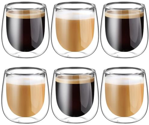 glastal 6x100ml (4oz) Tasses à Espresso en Verre Transparent, Verre à Double Paroi, Verre à Café