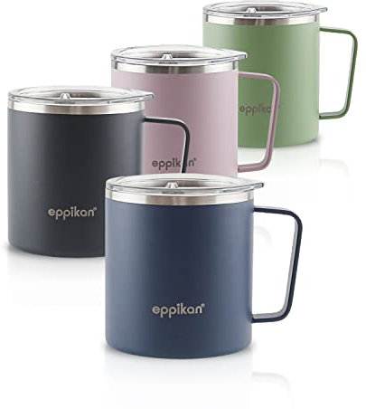 eppikan EppiTall Edelstahl Thermobecher, Isolierbecher, Kaffeebecher, Teebecher, Thermotasse 380 ml, Deckel mit verschließbarer Trinköffnung (380 ml, Space Blue)