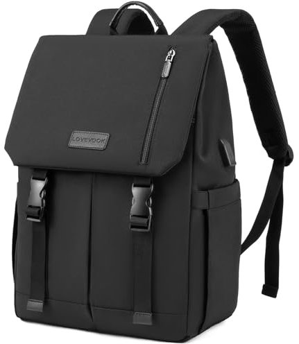LOVEVOOK Rucksack Damen Herren 15.6 Zoll Laptop Rucksack Wasserdicht Schulrucksack Teenager Mädchen Schultasche Jungen Backpack Women Casual Daypacks für Uni Schule Reise Arbeit Schwarz