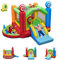 GOPLUS Château Gonflable avec Souffleur 680W pour 2 Enfants Jusqu’à 90KG de 3-10 Ans,Zone de Saut,Toboggan, Mur d'escalade,Panier de Basket (Bonbon, avec Souffleur 680W)