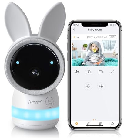 ARENTI Add-On Camera for Baby 3T,2K Wifi Baby Monitor,Night Light, Motion & Cry & Noise Detect, Auto-tracking, Temperature&Humidity Sensor,Night Vision,2-Way Audio,One-Touch Call