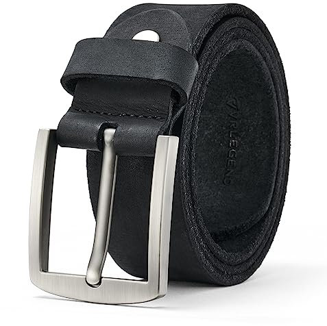 VRLEGEND Ledergürtel Herren Gürtel Leder Vollledergürtel Herrengürtel Jeans-Gürtel Echtleder 3.8cm Breit mit Geschenkbox (Schwarz, Gesamtlänge 135cm)