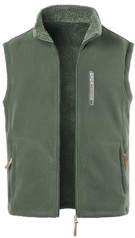MeiLayM Uomo Smanicato Caldo Autunno e Inverno Giacche Gilet e Gilet in Pile Uomo Gilet In Pile Con Cerniera Intera con Gilet da Fotografia All'aperto Collare Giacca Senza Maniche, Verde, M