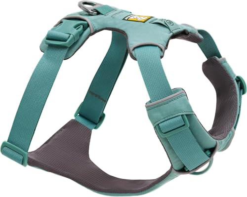 Ruffwear Front Range Hundegeschirr, reflektierendes Y-Geschirr, verstellbares, bequem gepolstertes Alltagsgeschirr für Spaziergänge und Hunderennen, 2 Leinenbefestigungen, River Rock Green XS