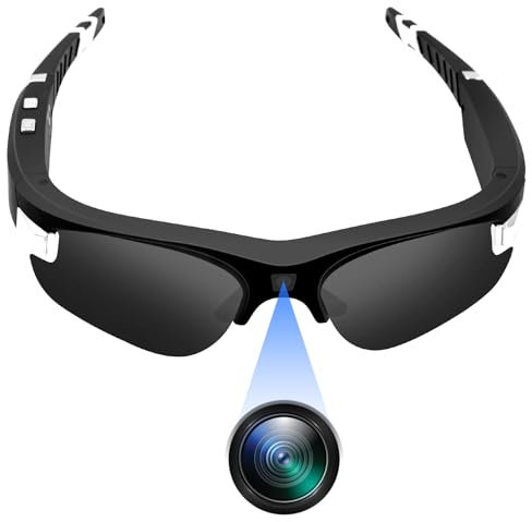 Yadayuki Action-Cam, 120° Weitwinkel Brille mit Kamera, HD 1080P Polarisierte Objektive & 100-Min Batterie & DV Modus Actionkameras für Sport und Abenteuer