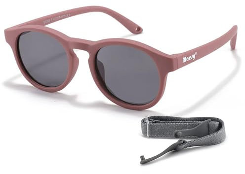 Maesy Kinder Sonnenbrille für Kleinkind und Baby - 1-3 Jahre - UV400 Polarisierter Schutz - Flexibler und Biegsamer Rahmen - Verstellbares Gummiband - Sichere und Bequeme Kindersonnenbrille - Bowi