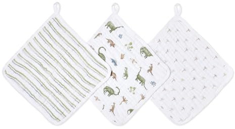 aden + anais Essentials Waschlappen, 3er-Pack, superweiches 100% Baumwoll-Musselin, sanft zur Haut, 3 saugfähige 28 x 27 cm Schichten, weicher bei jeder Anwendung, perfekt für Babys, Säuglinge