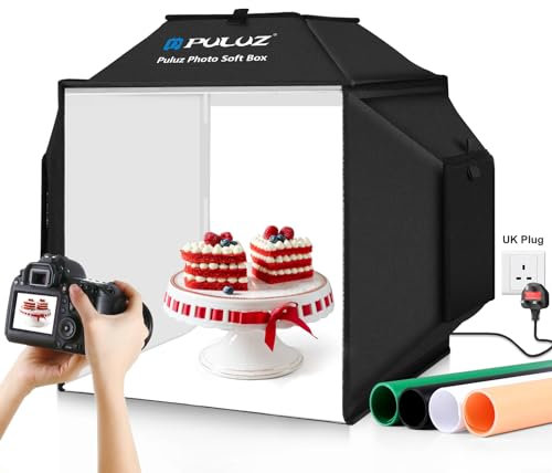 PULUZ Upgraded Portable Studio Light Box, 16x16 Professional Dimmable Shooting Tent Kit with 480 LED Lights, 4 Product Photography Backgrounds for Product Photography