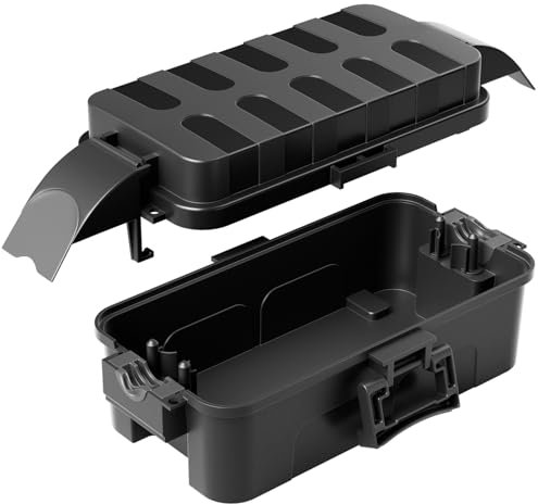 RESTMO IP55 wasserdichte Kabelbox mit abnehmbaren Schildabdeckungen, Wetterfeste Elektrobox für Verlängerungskabel, Gartensteckdosen, Zeitschaltuhr außenbereich (15cm×8,1cm×4,5cm) - Schwarz