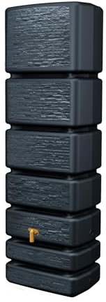4rain Slim Stone Decor Regentonne 350 Liter Graphite Grey - Wandtank, Wassertank, Regenfass, Regenwassertonne, Regenwassertank, Wasserbehälter, Wasserfass, Wassertonnen für Garten, Wassertonne