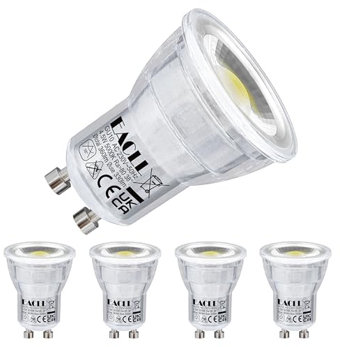 EACLL Lampadina LED Mini GU10, luce diurna 5000 K, 4,5 W, sostituisce alogena 40 W, confezione da 4, 360 lumen, illuminazione a LED senza sfarfallio, angolo di fascio 38 °, MR11 non dimmerabile AC 230
