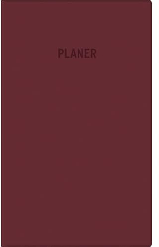 Zettler Agenda tascabile 1M/2S bordeaux 2026 - Agenda mensile 10 × 16 cm, 32 pagine, 1 mese su 2 pagine, suddivisione ore 8-19, conteggio giorni lavorativi e settimanali, copertina in plastica, FSC