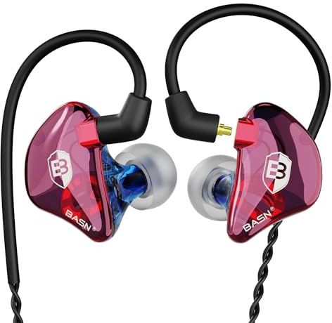 BASN Bsinger In-Ear-Monitore, kabelgebundene Kopfhörer mit Geräuschisolierung, Dual-dynamische Treiber, High-Definition-IEMs mit MMCX-Kabel, abnehmbares MMCX-Kabel, für Musiker, Schlagzeuger, Sänger