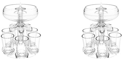 Ohewiiuk Juego de 2 dispensadores de bebidas con 12 vasos de chupito, dispensador de licor acrílico sin contacto para bebidas y cócteles de sidra