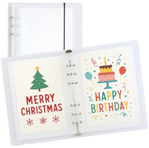 SHANGRLA Greeting Card Organizer Binder Holder for 5x7 and 5x8 Cards – 90 Pockets – Storage Album with Clear Sleeves and Elastic Closure for Birthday, Christmas, Holiday, Thank You, All Occasion Cards