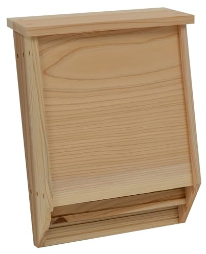 Woodside Wooden 2 Chamber Bat House – Weather-Resistant Timber Roosting & Nesting Box for 75 Bats, Easy Mount with Fixings, Grooved Interior, Natural