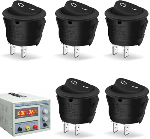 5 interruttori a levetta rotondi, 12 V, interruttore on/off a 2 poli, mini interruttore a bilanciere per interruttore lampada, interruttore, pulsante da incasso, camper, auto, barca, elettrodomestici