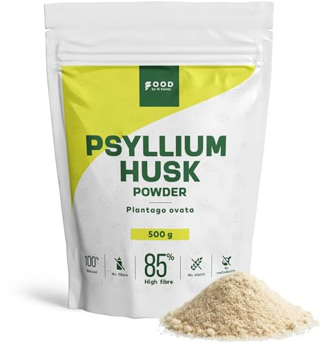 Psyllium Husk en Polvo 500 g - Alto en Fibra (~85%), Sabor Neutro - Ideal para Panadería, Smoothies y Recetas Diarias - Vegano, Sin OGM - Plantago Ovata, Origen India