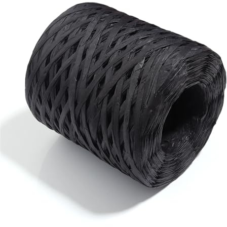 DIY Strickgarn Häkelgarn 200 m/Rolle, 4 mm, natürlicher Bast, Strohgarn zum Stricken, Häkeln, Papierfäden, DIY, Geschenkverpackung, Strandtasche, Dekoration, Zubehör (schwarz)