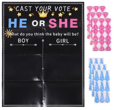 PAMINGONO Gender Reveal Interaktiv Könsavslöjande med Klistermärken Pojke eller Gissningsspel för Shower Dekoration Kit för Festligheter