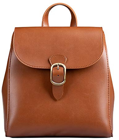 Semplice zaino in pelle vegana da donna classico vintage in finta pelle con tracolla trasformabile, Marrone (Earthen), Small