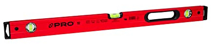 PRO800 Livella a Bolla 80cm con Profilo Ergonomico - ERS+ (Easy Reading System) Livella bolla e precisa con tappi di chiusura antiurto - Colore Rosso