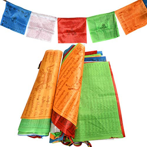 2 Tibetan Buddhist Prayer Flags - 7m Length, 34 x 34 cm, Made of Polyester Fiber for Outdoor Use