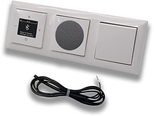 Busch Jäger DAB+ Unterputz Bluetooth Radio 8217U-101 Balance Si alpinweiß Komplett-Set + Lautsprecher + Wechselschalter Wippschalter AN/AUS 2000/6 US + 0,9 m EBROM Wurfantenne zur Empfangsoptimierung