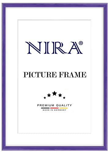 NiRa Marco de Fotos de Madera Maciza Estrecho 29,7 x 42 cm DIN A3 en Lila Brillante | Color y Tamaño Seleccionables | Marco para Póster | Puzzle | Colagem de Fotos HD125