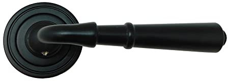 Micel - 02001 - Set di maniglia con rosetta (50 mm) e maniglia in stile rustico, finitura in zama, colore: nero, 135 x 50 x 65 mm