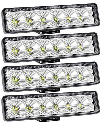 Willpower 4pz Faro da Lavoro LED 6 Pollici 18W Slim 12V 24V Faretto Singola Fila Impermeabile 6000K Fendinebbia Barra Luci per Fuoristrada Trattore Camion Auto Moto 4x4