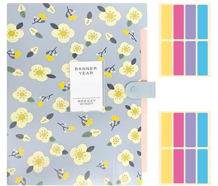 Clasificador De Archivos Azul 1 Pieza Con 2 Pegatinas Coloridas, Carpeta Con 8 Compartimentos, Organizador De Archivos Extensible, Clasificador De Papel A4
