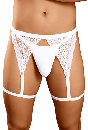 Fulidngzg Sexy Hombre, Ropa Eróticas Halter V Sling Calzoncillos Elefante Gay Slip Jockstrap Elasticidad Interior Transpirable Suspensorio Tangas Ortopedico Blanco Talle Bajo Clásico